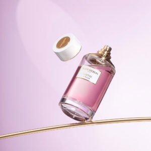 High-end perfume photo retouching and precise color correction service with seamless prop removal for commercial advertising.